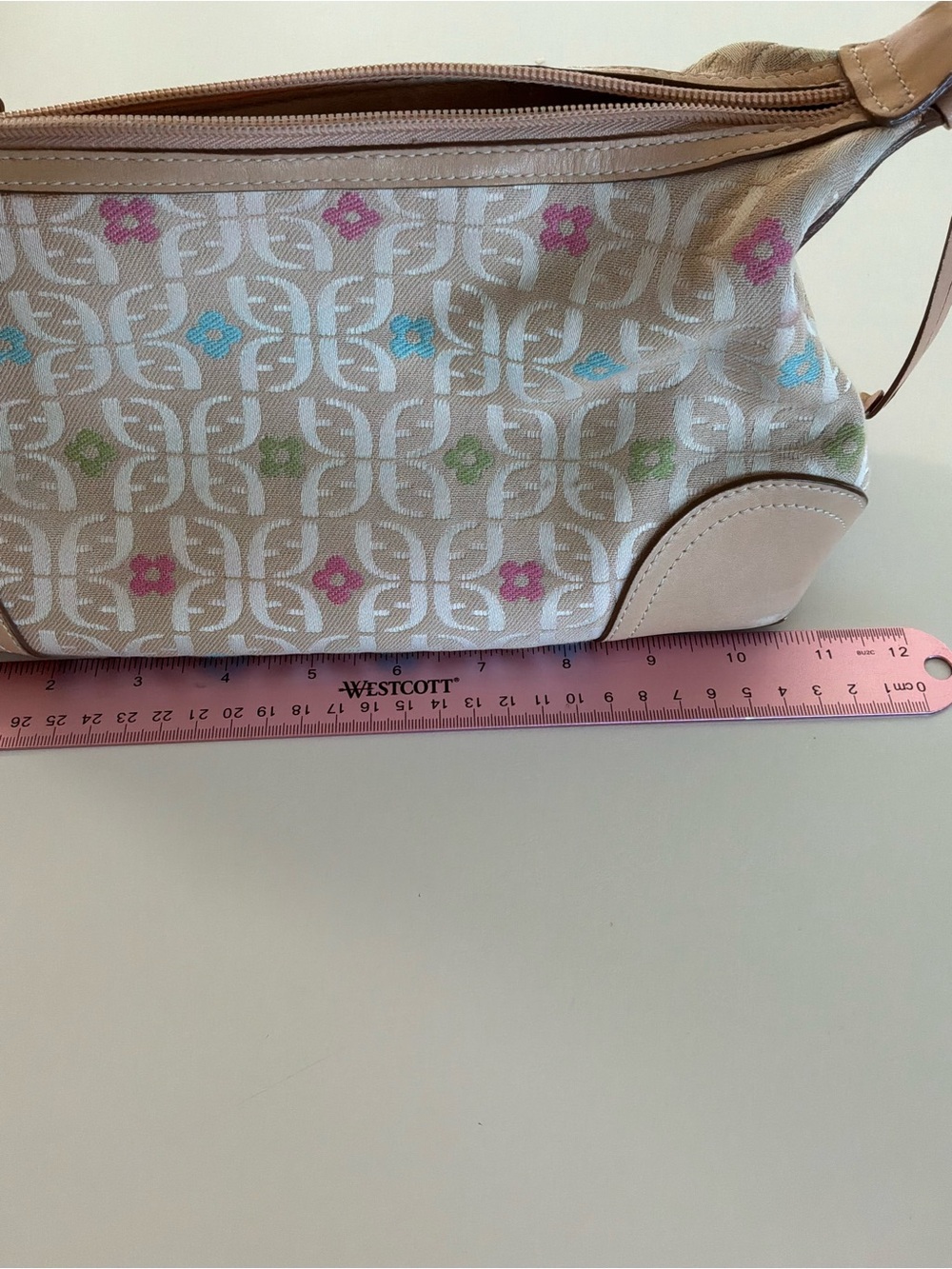 Fossil Beige Signature Canvas Shoulder Bag with Multicolor Accents - Picture 6 of 9